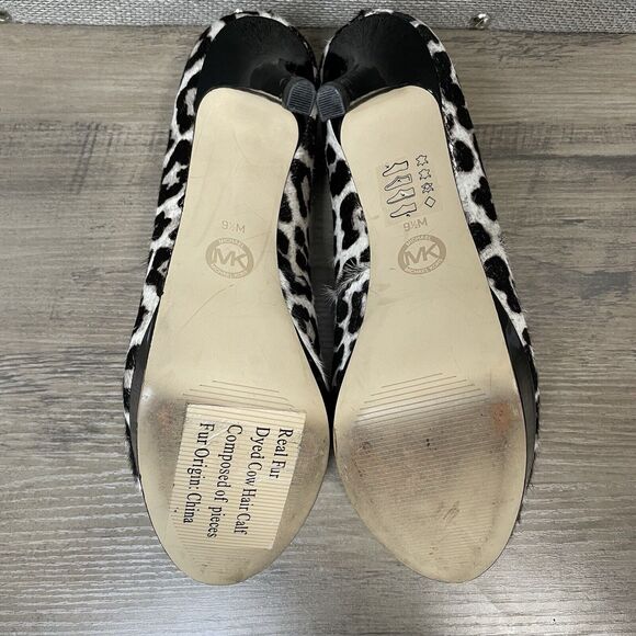 MICHAEL KORS MK Flex Mid pump Cream Printed Calf Hair CHEETAH Animal Print 9.5M - Picture 7 of 9